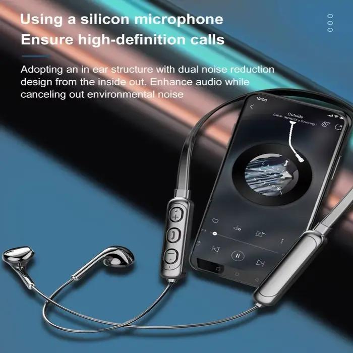 Tour de cou sans fil Bluetooth 5.0 écouteurs sportifs avec microphone pour activités physiques intense et communication claire pour homme et femme