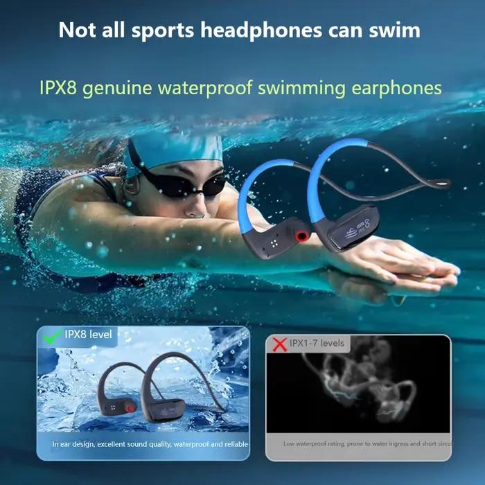 Écouteurs sous-marins étanches Bluetooth ipx8 avec 32Go de mémoire pour natation, course à pied, plongée et activités de plein air