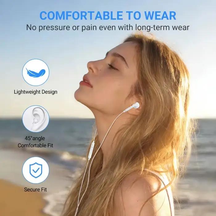 Écouteurs intra-auriculaires filaires KADIXI en plastique rouge avec microphone intégré et contrôle du volume pour iPhone 17 16 15
