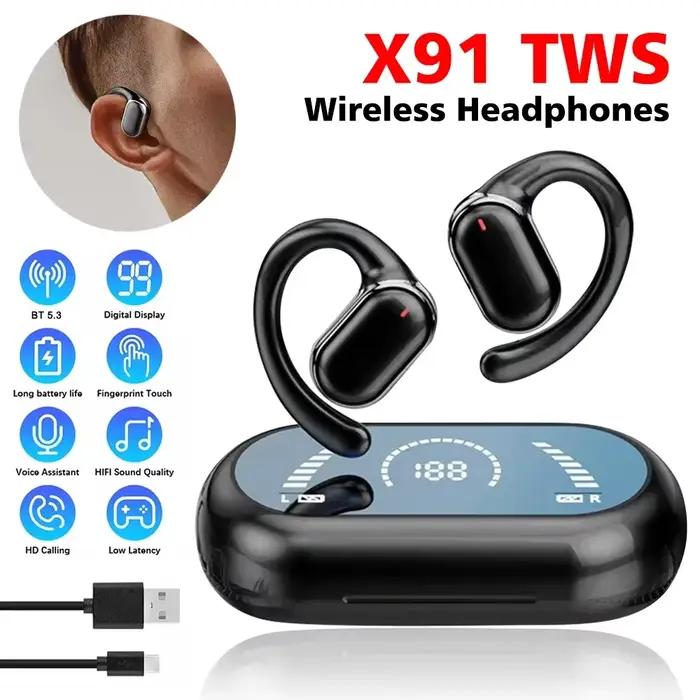 X91 OWS écouteurs à crochet d'oreille Bluetooth 5.3 faible latence jeu Sport casque HiFi stéréo réduction du bruit