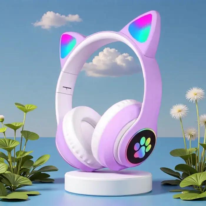 Ecouteurs sans fil chat mignon avec suppression du bruit et microphone pour enfants et adultes occasions spéciales