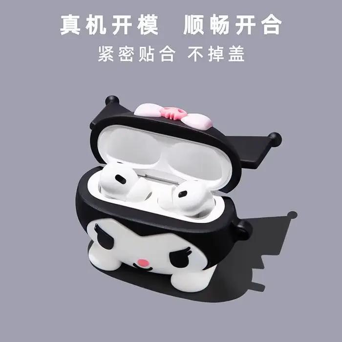 Pour Apple Airpods Pro 3 2025 1 4 3 2 Pro mensonge sur l'oreille noire dessin animé étui pour écouteurs avec charme étuis pour casque Airpod Pro2 Funda