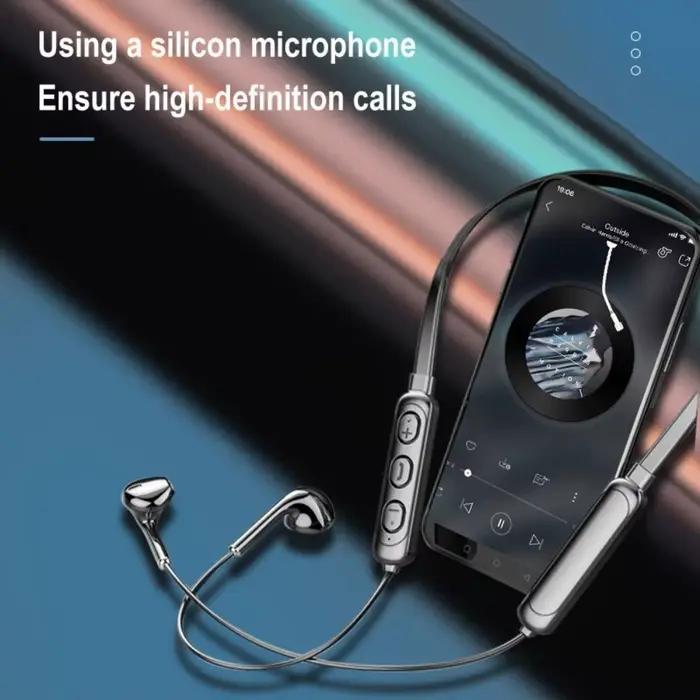 Tour de cou sans fil Bluetooth 5.0 écouteurs sportifs avec microphone pour activités physiques intense et communication claire pour homme et femme