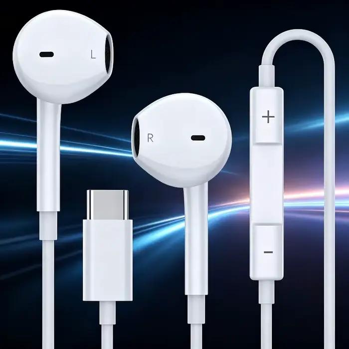 Écouteurs intra-auriculaires filaires KADIXI en plastique rouge avec microphone intégré et contrôle du volume pour iPhone 17 16 15