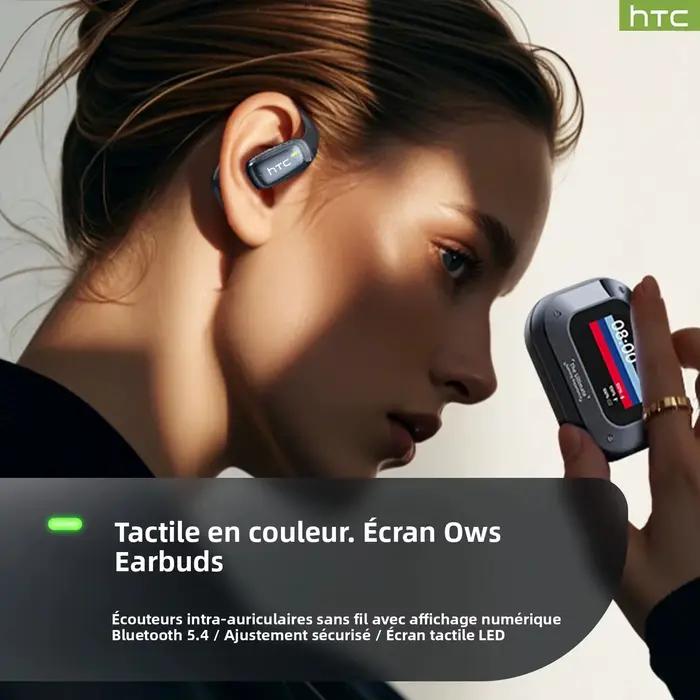 【Auriculaires traducteur AI】 écouteurs Bluetooth HTC NE25 écran tactile LCD casque sans fil Sport longue durée de vie avec micro HD