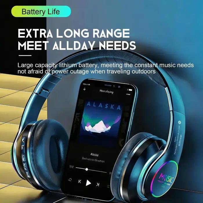 Casque sans fil Bluetooth 5.0 HiFi avec écouteurs supra-auriculaires