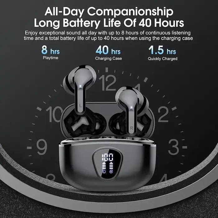 Nouveaux écouteurs sans fil UYUXIO stéréo HiFi BT5.3 avec suppression du bruit ENC 48H affichage LED écouteurs IP7 étanches pour femmes et hommes occasions spéciales