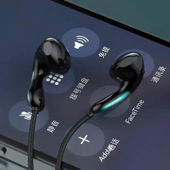 Casque filaire de musique stéréo de type C avec micro