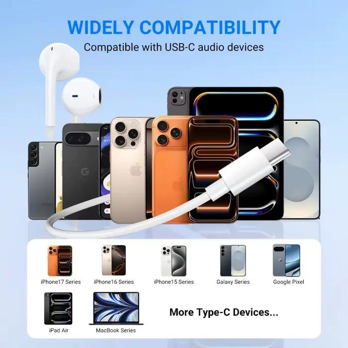 Écouteurs intra-auriculaires filaires KADIXI en plastique rouge avec microphone intégré et contrôle du volume pour iPhone 17 16 15