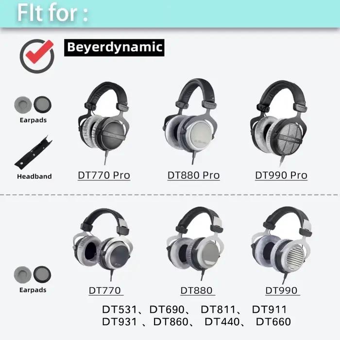 Coussinets d'oreille de remplacement DT 770 cuir et mousse pour écouteurs Beyerdynamic DT770 DT880 DT990 PRO confort audio qualité sonore immersive occasionnels usage professionnel