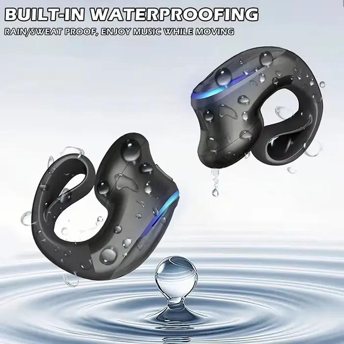 Ecouteurs sans fil Bluetooth 5.3 conduction osseuse sportifs pour iPhone Huawei Realme OPPO bleu clair violetclair