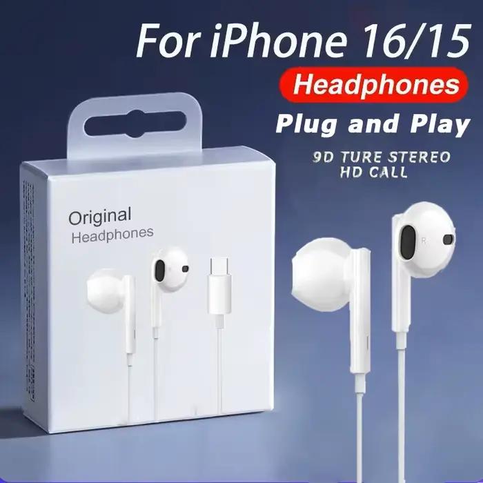Écouteurs intra-auriculaires filaires d'origine pour iPhone 15 16 14 13 12 11 Pro Max 7/8Plus X XR XS