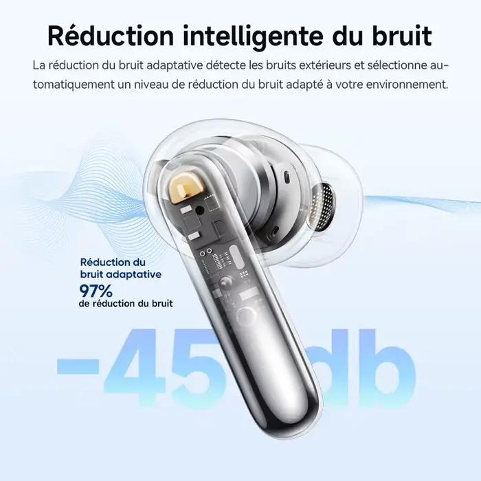 Écouteurs QCY Melobuds N50 Bluetooth 5.4 avec Suppression Active du Bruit pour Musique, Appels Vidéo et Activités Sportives