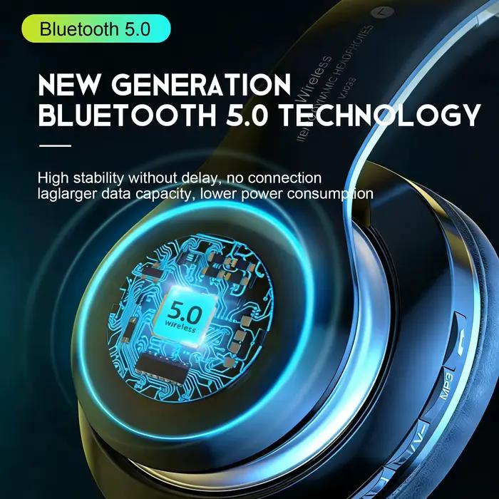 Casque sans fil Bluetooth 5.0 HiFi avec écouteurs supra-auriculaires