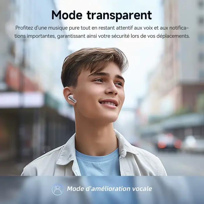 Écouteurs QCY Melobuds N50 Bluetooth 5.4 avec Suppression Active du Bruit pour Musique, Appels Vidéo et Activités Sportives