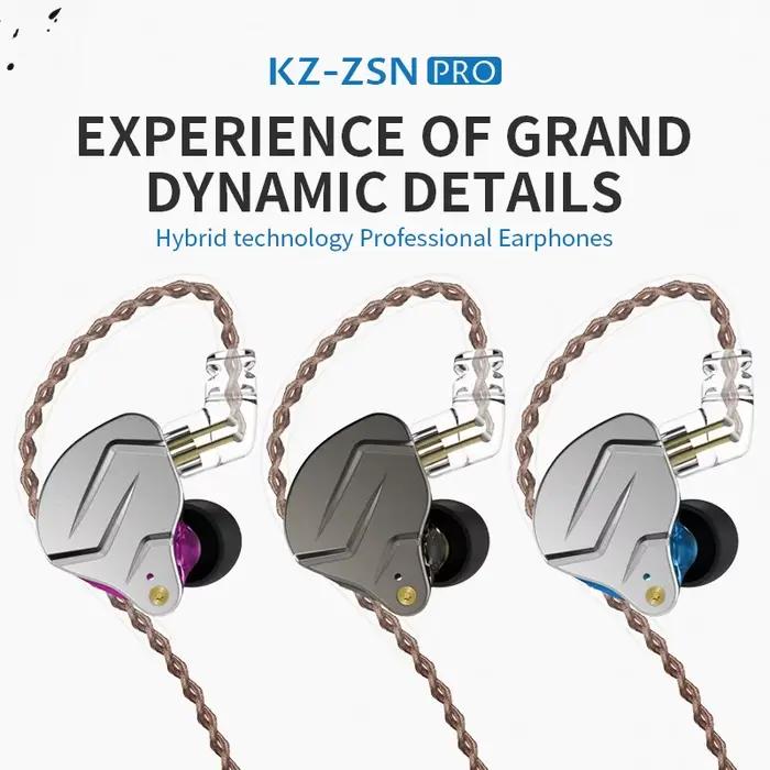 Ecouteurs KZ ZSN PRO dans l'oreille haute fidélité résistants à l'eau pour musiciens gamers et sportifs diverses couleurs disponibles