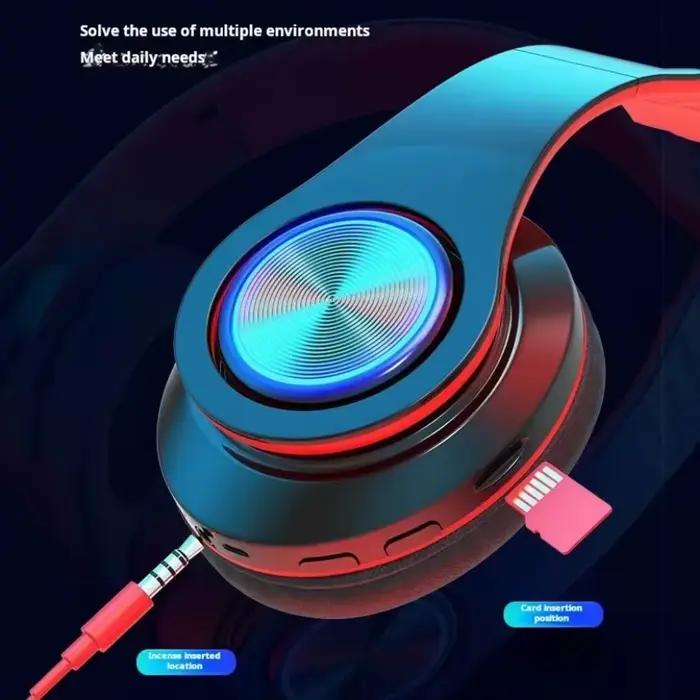 Casque Gamer Bluetooth Surround Son Stéréo Sans Fil Écouteur USB avec Microphone Lumière Colorée Occasions Spéciales Jeu Musique Transport En Commun Offrir