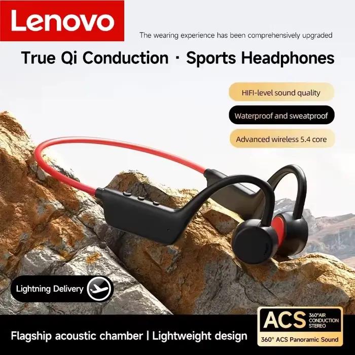 Casque à conduction osseuse Lenovo sans fil Bluetooth 5.4 étanche IPX8 pour la natation et le sport avec micro pour l'exercice et le fitness 2026