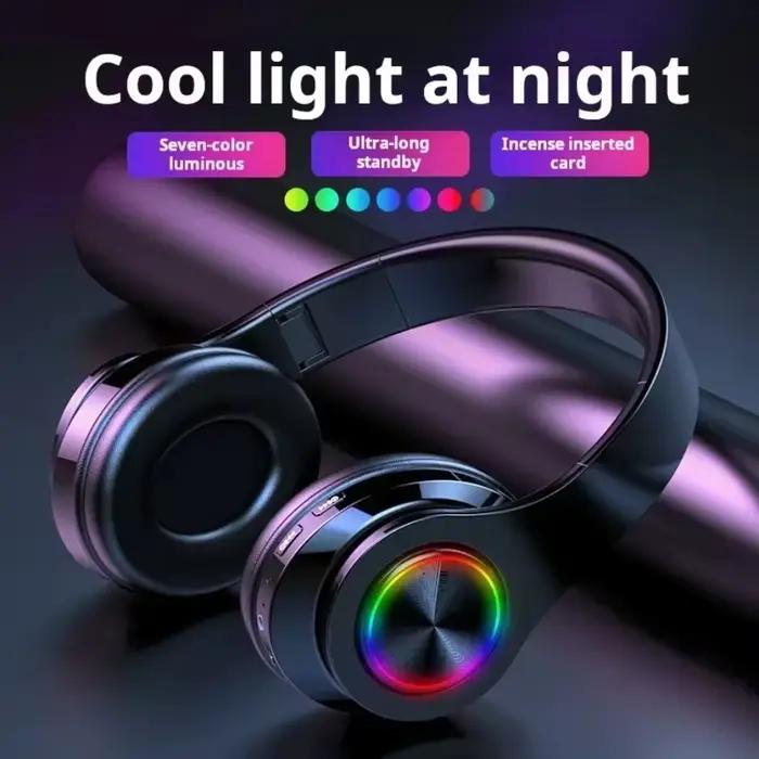 Casque Gamer Bluetooth Surround Son Stéréo Sans Fil Écouteur USB avec Microphone Lumière Colorée Occasions Spéciales Jeu Musique Transport En Commun Offrir