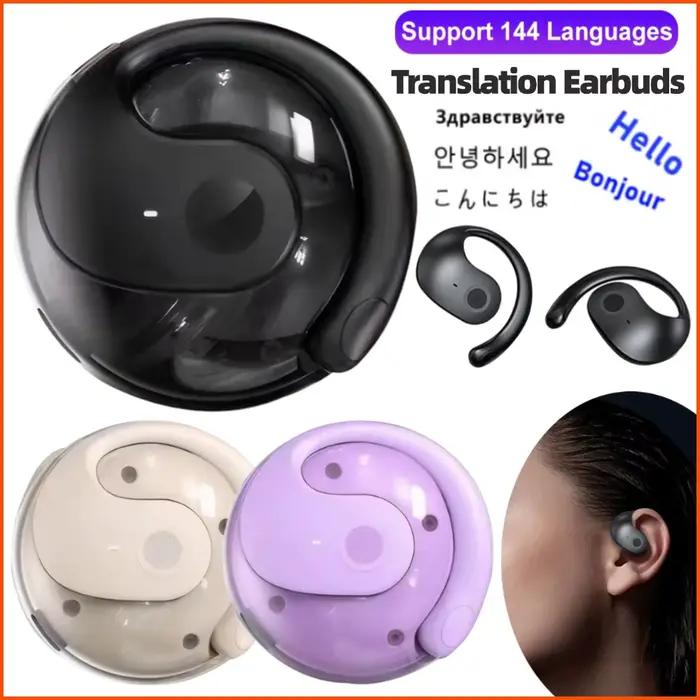 Ecouteurs sans fil BT AI traduction vocale en temps réel 144 langues traducteur intelligent pour voyageurs daffaires et apprentissage