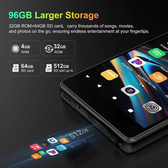 Lecteur MP3 80 Go avec Caméra HD et Connexion Wi-Fi pour Capturer et Écouter Partout Des Moments Inoubliables Occasions de Voyage, Loisirs et Cadeaux Spéciaux