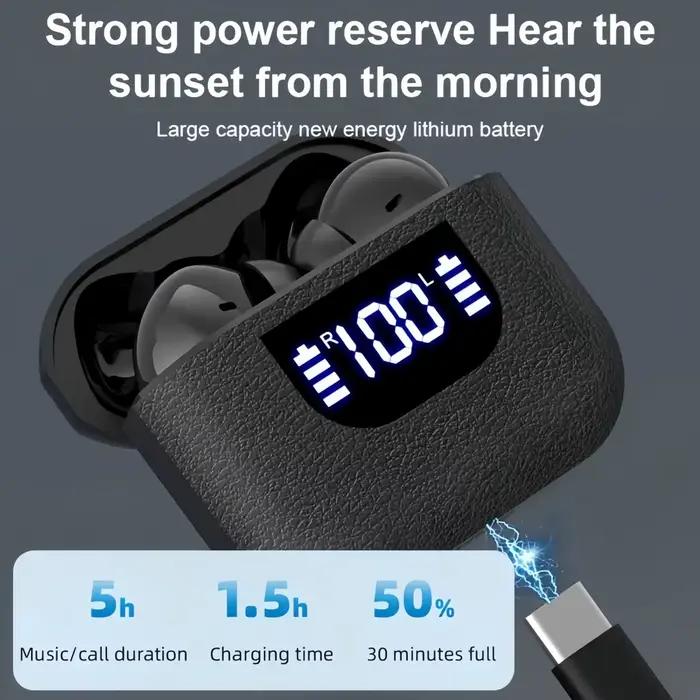 Écouteurs True Wireless Earbuds 60H Playback Ear Buds avec étui de chargement sans fil