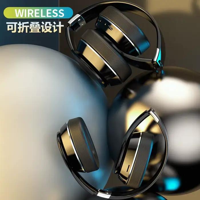 Casque sans fil Support TF cartes de stockage BT5.0 écouteurs 40mm grande bobine dynamique en cuir souple cache-oreilles