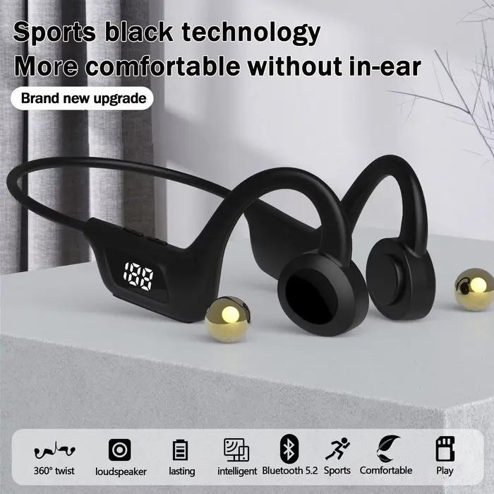 Écouteurs à conduction osseuse sans fil Bluetooth 5.2 imperméables pour sport et musique avec suppression active du bruit et connexion multipoints pour divers systèmes d'exploitation