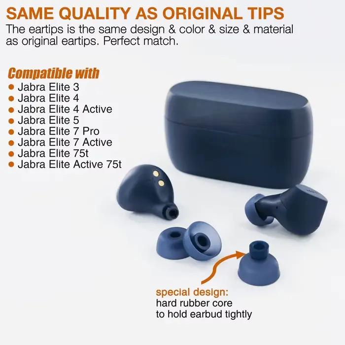 Coussinets d'oreille en silicone TENNMAK compatibles avec Jabra Elite 3 4 4 Active 5 7 Pro 7 Active 75t 75t Active pour femmes et hommes occasions quotidiennes et cadeaux