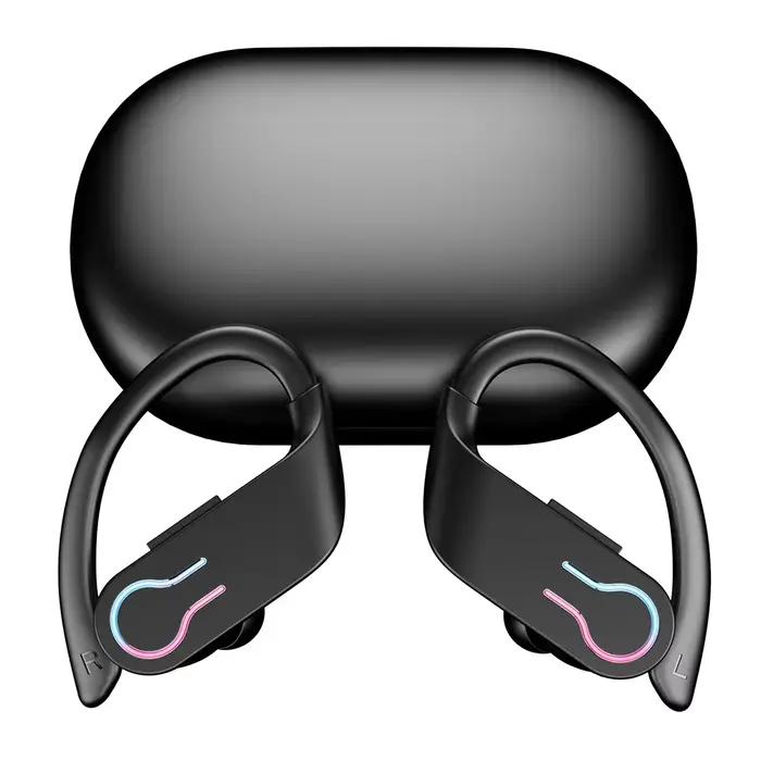 Ecouteurs sans fil Bluetooth 5.3 avec crochets d'oreille pour sportifs microphone intégré pour appel audio étanche pour activités extérieures