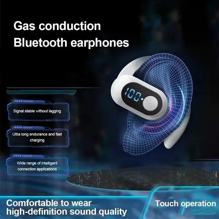 Bluetooth 5.3 casque crochet d'oreille sans fil écouteur LED affichage HD appel micro Surround son écouteurs HiFi stéréo