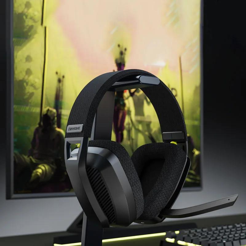 BINNUNE casque de jeu sans fil 2.4 GHz avec micro pour PS5 PS4 PC Mac Playstation casque de jeu Blue